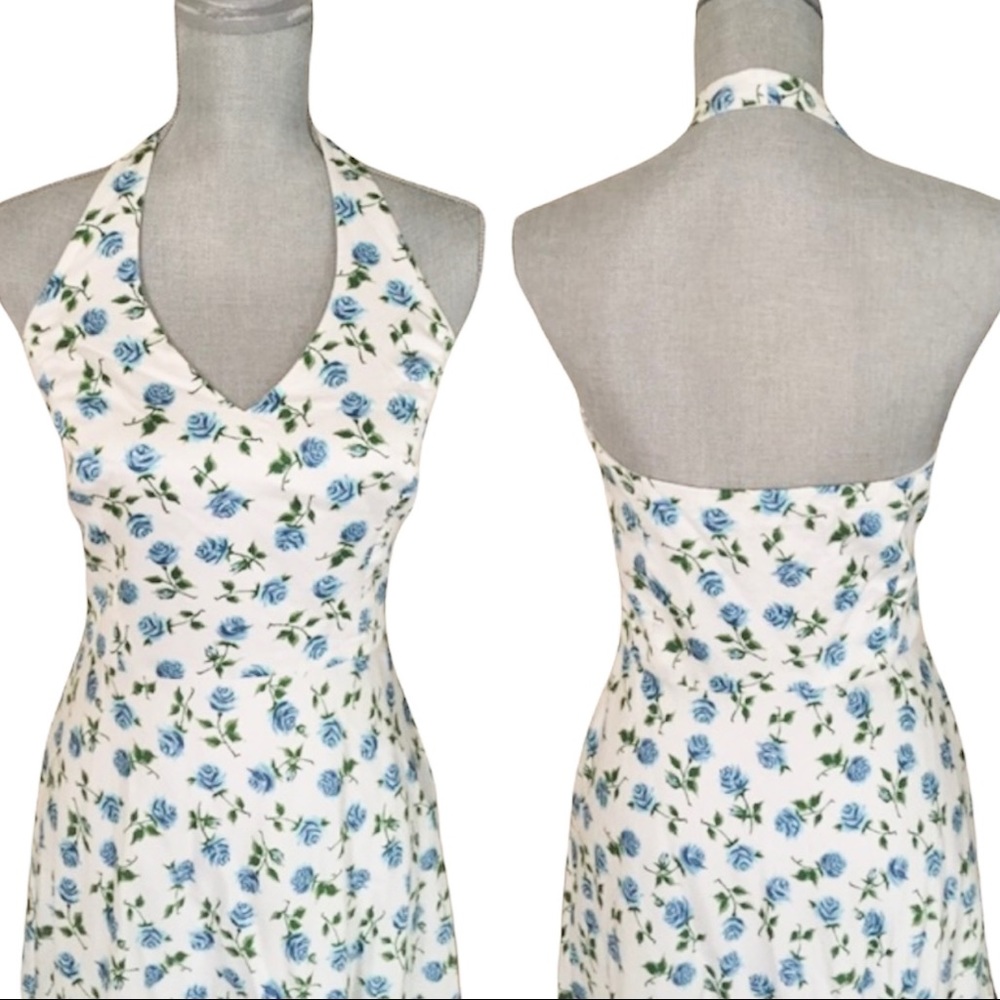 Vintage Liz Claiborne Floral Halter Dress, Sz 6